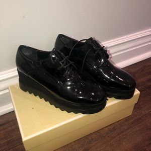 Patent leather platform flats